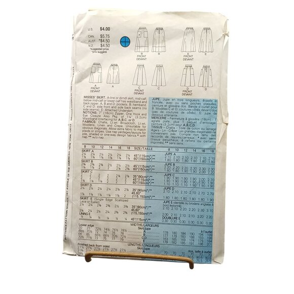 Butterick 3131 Vintage Sewing Pattern Misses Skirts Size 8-12 Fast & Easy Classi - Picture 2 of 2